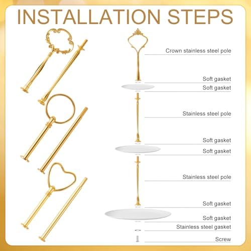 6 Sets 3 Tier Cake Stand Hardware Kit - Tiered Tray Hardware Fittings Hardware Fittings Stacking Wedding for, alternate view