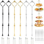 6 Sets 3 Tier Cake Stand Hardware, Tiered Tray Hardware Kit, Vintage Crown Cake Fruit Food Plate Stand Fitting