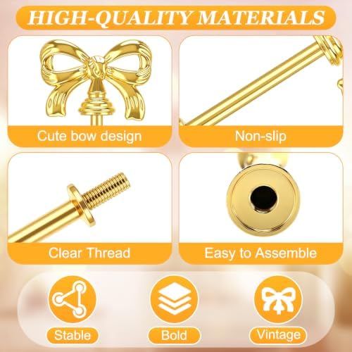 6 Sets 3 Tiered Tray Hardware Kit, Bow, Gold in Gold, alternate view 4