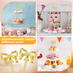 6 Sets 3 Tiered Tray Hardware Kit, Bow, Gold in Gold, alternate view 5