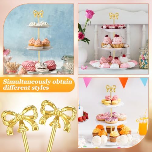 6 Sets 3 Tiered Tray Hardware Kit, Bow, Gold in Gold, alternate view 5