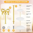 6 Sets 3 Tiered Tray Hardware Kit, Bow, Gold in Gold, alternate view 6
