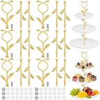6 Sets 3 Tiered Tray Hardware Kit, Leaf Center, Gold in Gold