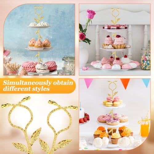 6 Sets 3 Tiered Tray Hardware Kit, Leaf Center, Gold in Gold, alternate view 6