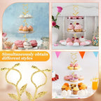 6 Sets 3 Tiered Tray Hardware Kit, Leaf Center, Gold in Gold, alternate view 6