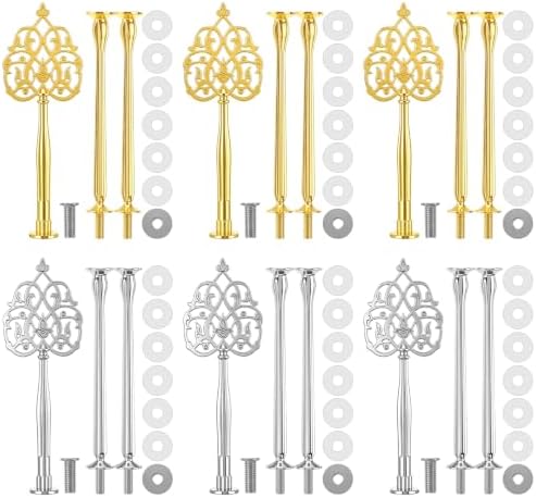 6 Sets 3 Tiered Tray Hardware Kit, Royal Crown, Silver, Gold in Silver, Gold