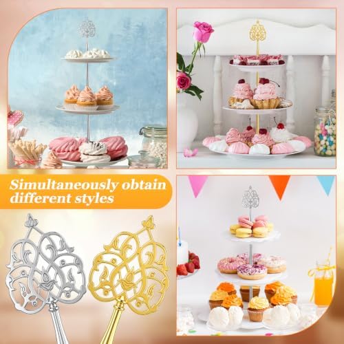6 Sets 3 Tiered Tray Hardware Kit, Royal Crown, Silver, Gold in Silver, Gold, alternate view 5