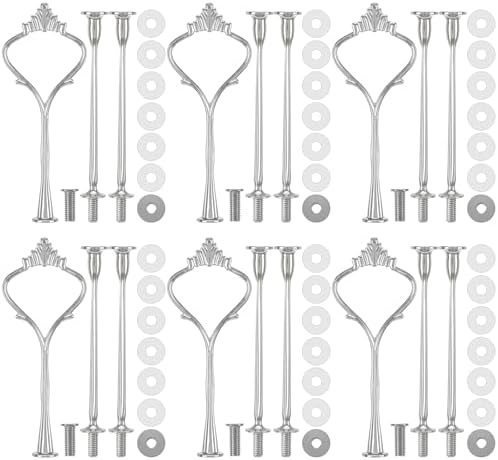 6 Sets 3 Tiered Tray Hardware Kit, Simple, Silver in Silver