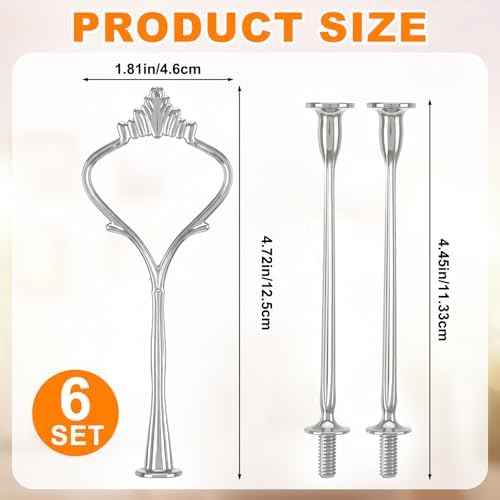 6 Sets 3 Tiered Tray Hardware Kit, Simple, Silver in Silver, alternate view 3