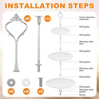6 Sets 3 Tiered Tray Hardware Kit, Simple, Silver in Silver, alternate view 6