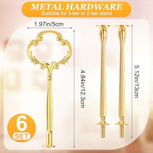 6 Sets 3 Tiered Tray Hardware Kit, Sun Flower, Gold in Gold, alternate view 3