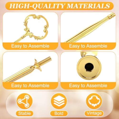 6 Sets 3 Tiered Tray Hardware Kit, Sun Flower, Gold in Gold, alternate view 4