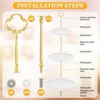 6 Sets 3 Tiered Tray Hardware Kit, Sun Flower, Gold in Gold, alternate view 6