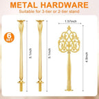 6 Sets 3 Tiered Tray Hardware Kit, Vintage, Gold in Gold, alternate view 3