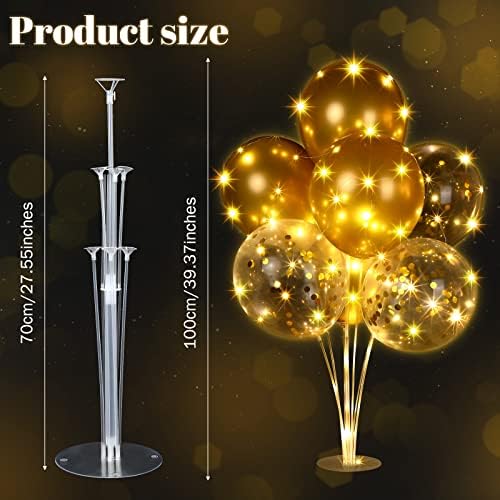 6 Sets 60 Pcs Lighted Balloons Centerpiece Table, Gold in 10 Count (Pack of 6) in Gold, alternate view 3