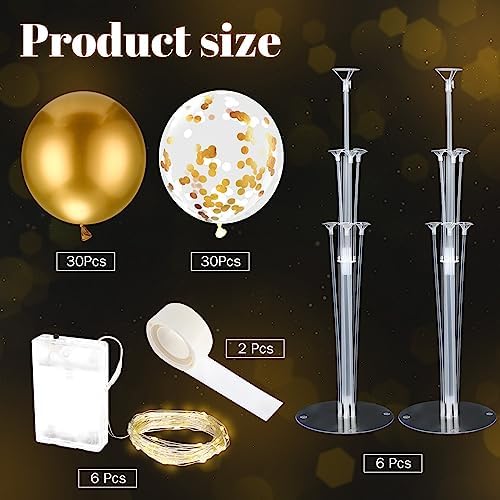 6 Sets 60 Pcs Lighted Balloons Centerpiece Table, Gold in 10 Count (Pack of 6) in Gold, alternate view 5