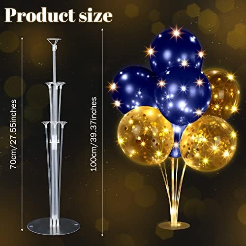 6 Sets 60 Pcs Lighted Balloons Centerpiece Table, Navy Blue in 10 Count (Pack of 6) in Navy Blue, alternate view 3