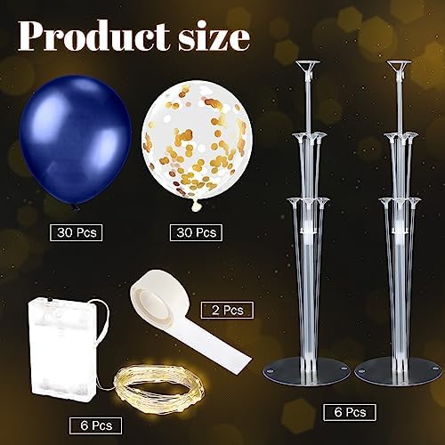 6 Sets 60 Pcs Lighted Balloons Centerpiece Table, Navy Blue in 10 Count (Pack of 6) in Navy Blue, alternate view 5