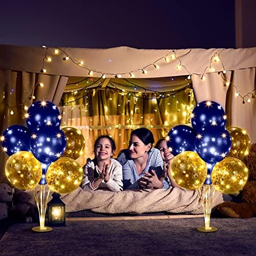 6 Sets 60 Pcs Lighted Balloons Centerpiece Table, Navy Blue in 10 Count (Pack of 6) in Navy Blue, alternate view 6