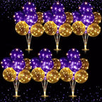 6 Sets 60 Pcs Lighted Balloons Centerpiece Table, Purple in 10 Count (Pack of 6) in Purple