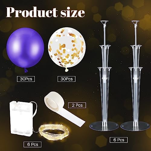 6 Sets 60 Pcs Lighted Balloons Centerpiece Table, Purple in 10 Count (Pack of 6) in Purple, alternate view 5