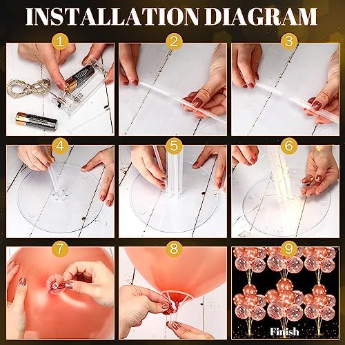 6 Sets 60 Pcs Lighted Balloons Centerpiece Table, Rose Gold in 10 Count (Pack of 6) in Rose Gold, alternate view 4