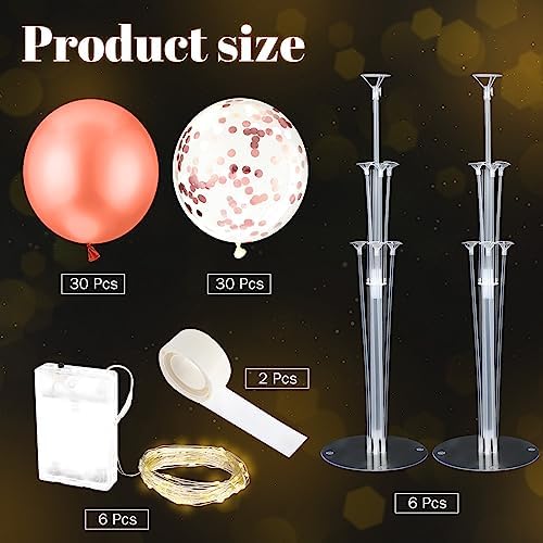 6 Sets 60 Pcs Lighted Balloons Centerpiece Table, Rose Gold in 10 Count (Pack of 6) in Rose Gold, alternate view 5