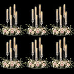 6 Sets Acrylic Candelabra Centerpieces for Table,5 Arm Clear Candle Holder in Clear