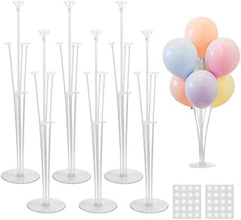 6 Sets Balloon Stand Kits, Balloon Holders Table Centerpieces in 6 Count (Pack of 1) in 6 Pack Clear