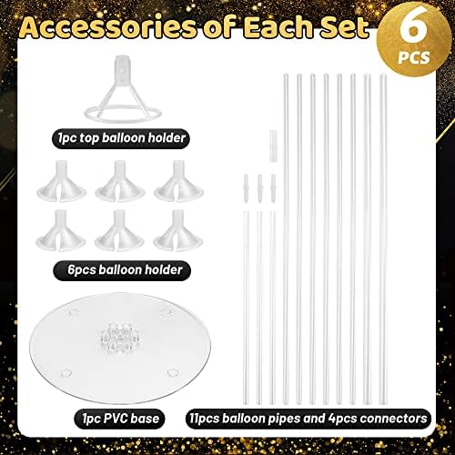 6 Sets Balloon Stand Kits, Balloon Holders Table Centerpieces in 6 Count (Pack of 1) in 6 Pack Clear, alternate view 4