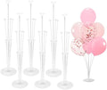 6 Sets Balloon Sticks with Base for Table Balloon Stand Kit for Floor in White
