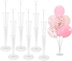 6 Sets Balloon Sticks with Base for Table Balloon Stand Kit for Floor in White