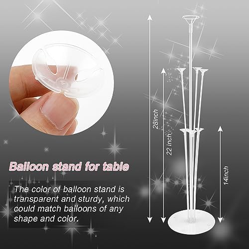 6 Sets Balloon Sticks with Base for Table Balloon Stand Kit for Floor in White, alternate view 3