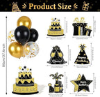 6 Sets Birthday Balloon Stand Kit for Table Happy Birthday Black Gold Balloon Centerpiece Decor Black and Gold, alternate