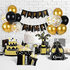 6 Sets Birthday Balloon Stand Kit for Table Happy Birthday Black Gold Balloon Centerpiece Decor Black and Gold, alternate