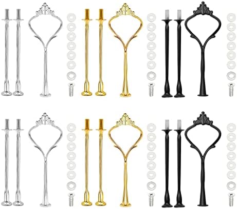 6 Sets Cake Tier Stacking Kit - 3 Tier Stand with Crown Type Cake Tray, Fruit Tray & Silicon Molds Tiered Tray