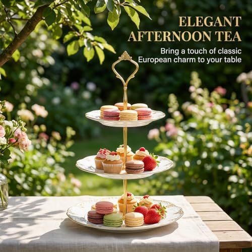 6 Sets Cake Tier Stacking Kit - 3 Tier Stand with Crown Type Cake Tray, Fruit Tray & Silicon Molds Tiered Tray, alternate