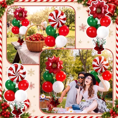 6 Sets Christmas Balloon Stand Kit, Centerpiece Holders for Tables in 6 Count (Pack of 1) in Red, White, and, alternate view