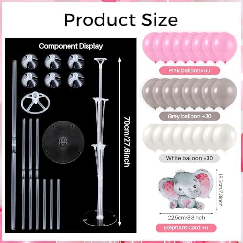 6 Sets Elephant Baby Shower Balloon Stand Kit for Tables Elephant with Balloon Centerpieces Party Decor for, alternate view 3