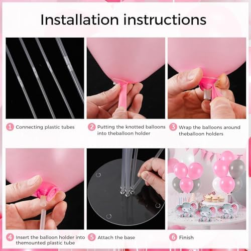 6 Sets Elephant Baby Shower Balloon Stand Kit for Tables Elephant with Balloon Centerpieces Party Decor for, alternate view 4