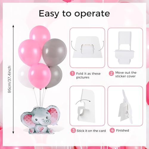 6 Sets Elephant Baby Shower Balloon Stand Kit for Tables Elephant with Balloon Centerpieces Party Decor for, alternate view 5