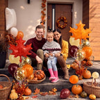 6 Sets Fall Balloon Stands, Autumn Maple Leaf Table Centerpieces in Multicolor, alternate view 2