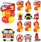 6 Sets Fire Fighting Party Balloon Stand Kit for Table Red Yellow Balloon Centerpiece Decor Fire Truck Party