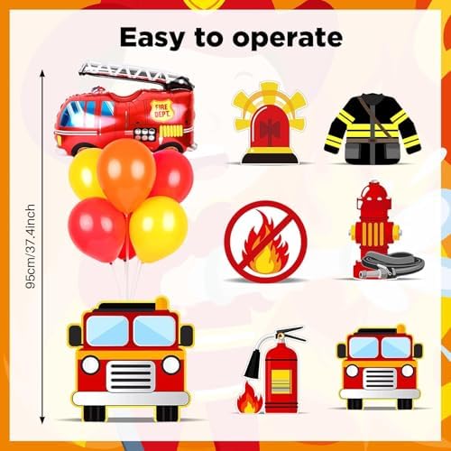 6 Sets Fire Fighting Party Balloon Stand Kit for Table Red Yellow Balloon Centerpiece Decor Fire Truck Party, alternate view