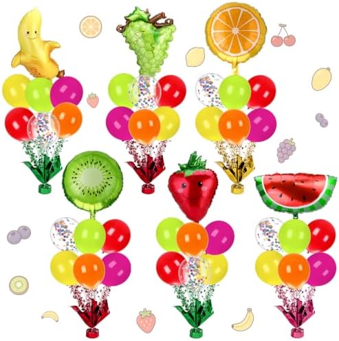 6 Sets Fruit Party Balloons Stand Kit, Cute Fruit Table Centerpiece in Various Colors