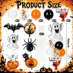 6 Sets Halloween Balloon Stands, Pumpkin Ghost Table Centerpieces in 40 inch in Black and Orange, alternate view 3