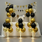 6 Sets LED Balloon Table Centerpieces for Party Decorations in 12 inches in Black & Gold