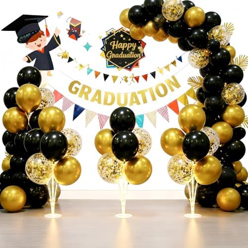 6 Sets LED Balloon Table Centerpieces for Party Decorations in 12 inches in Black & Gold, alternate view 4