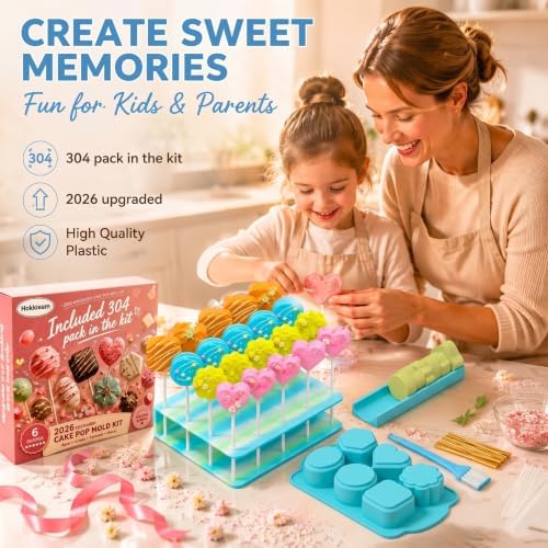 6 Shapes Cake Pop Mold Set with 7.88 Inch Tray, Cake Pop Cutter Kit with Cake Pop Stand, Round Oval Heart Square, alternate