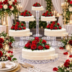 6 Tier Acrylic Wedding Cake Stand Set - Heavy Duty Round Cake and Cupcake Stand Combo for Home Decor, Wedding